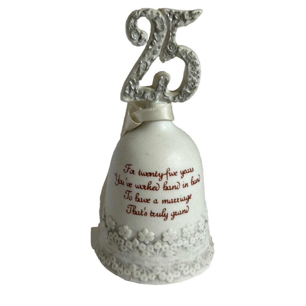1983 Enesco Giftware 25 years Together Bell 5” Tall Vintage
